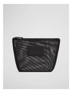 Mesh Tri Cosmetic Case in Black