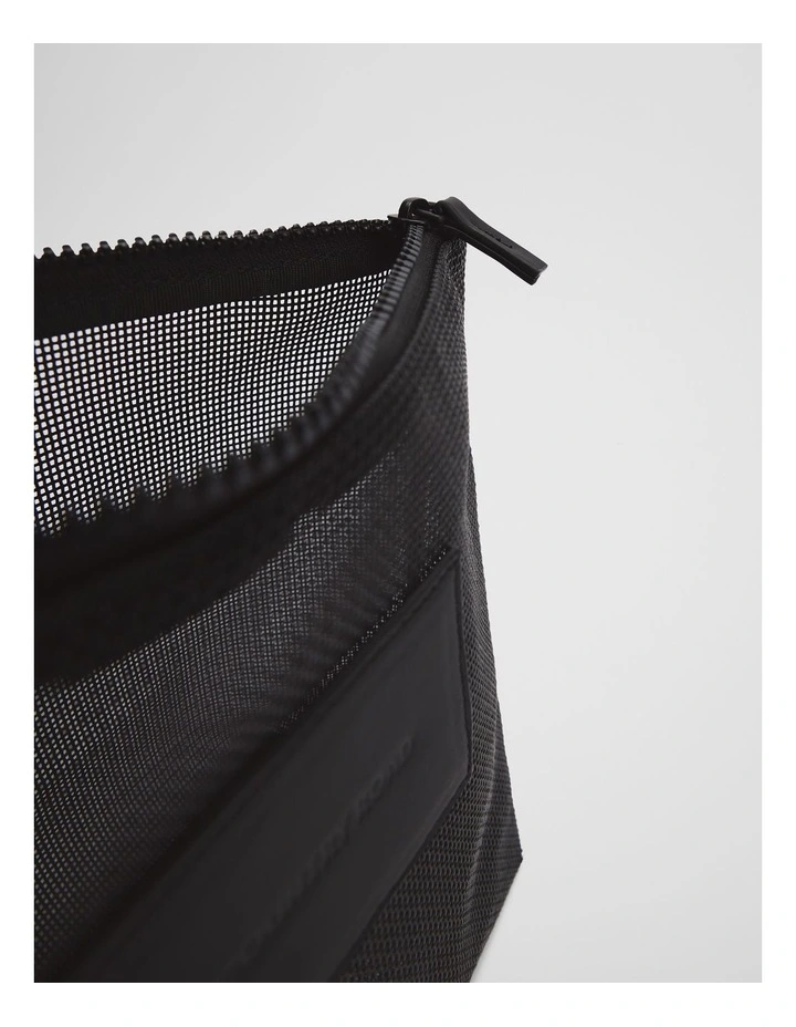 Mesh Tri Cosmetic Case in Black image 3