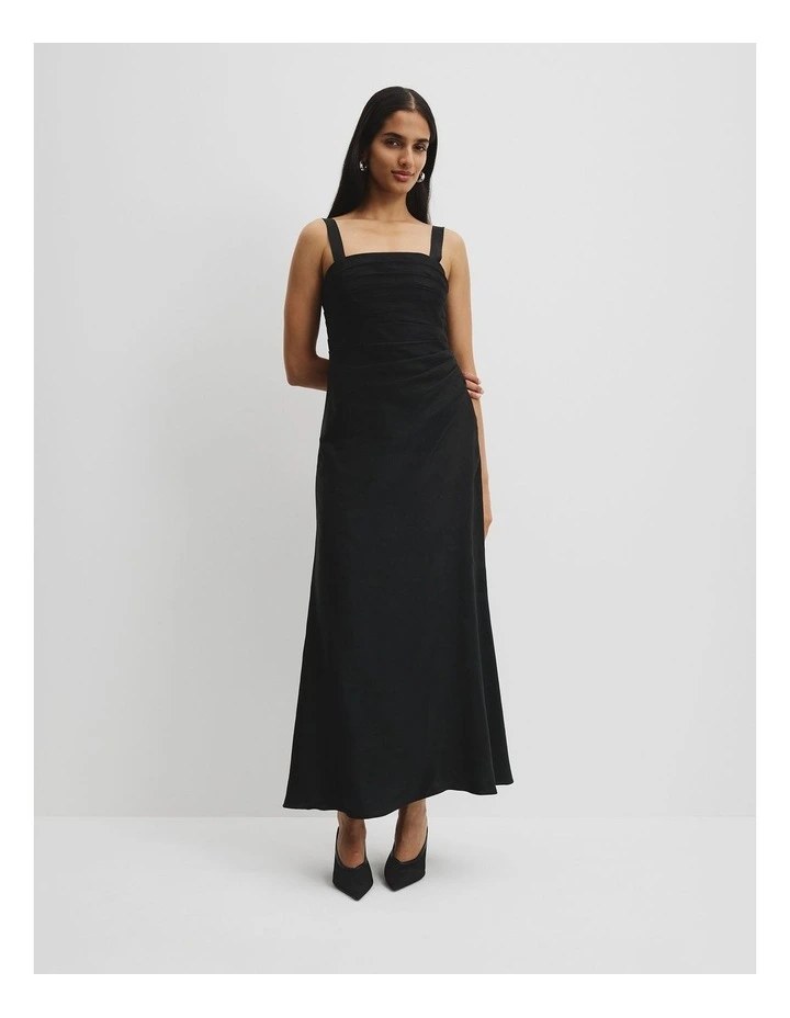 Tucked Slip Dress in Black image 1