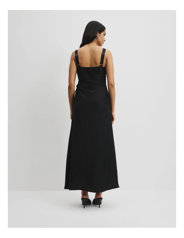 Tucked Slip Dress in Black image 4