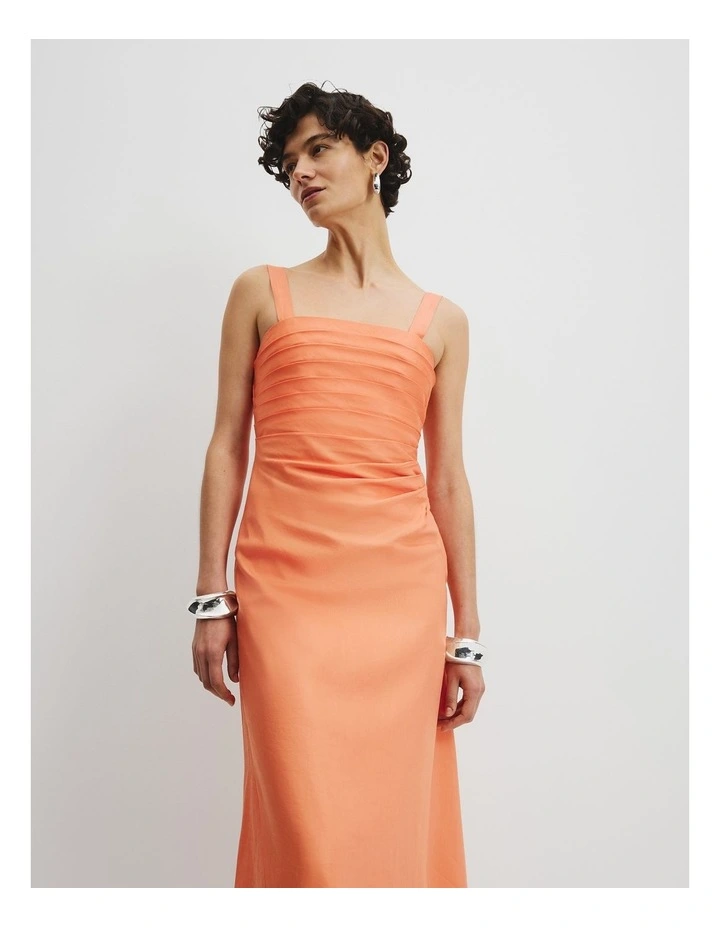 Tucked Slip Dress in Melon image 1