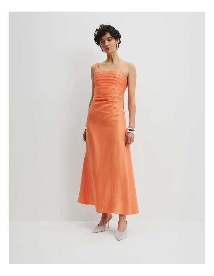 Tucked Slip Dress in Melon image 2