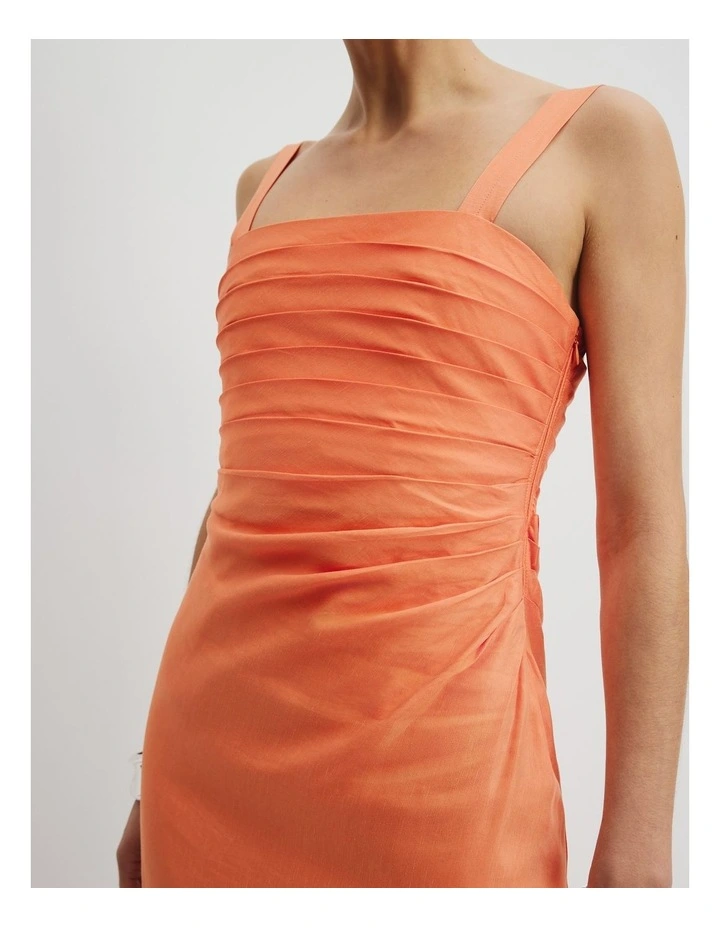 Tucked Slip Dress in Melon image 3