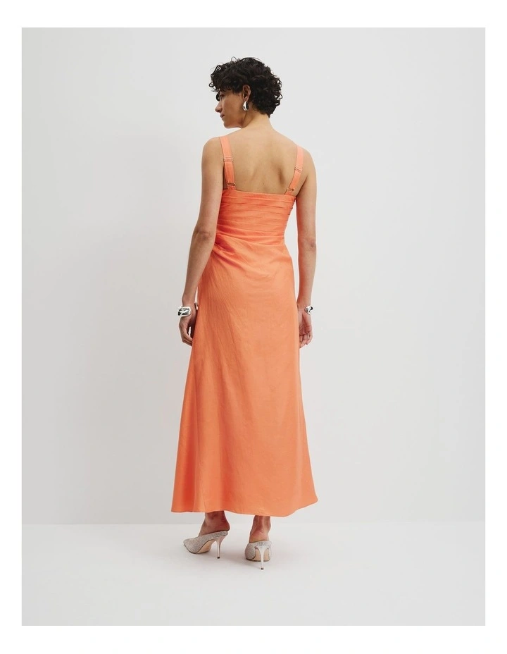 Tucked Slip Dress in Melon image 4
