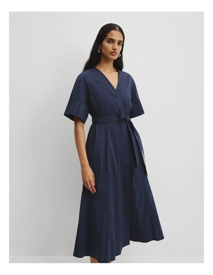 Utility Shirt Midi Dress in Navy image 1