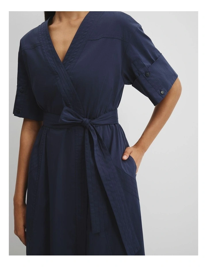Utility Shirt Midi Dress in Navy image 3