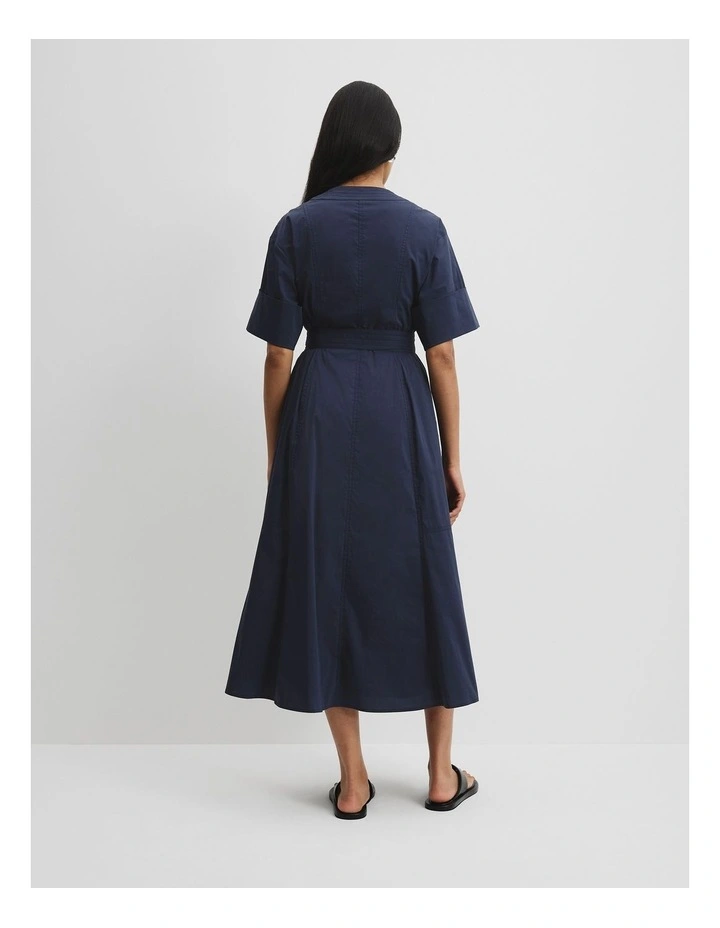 Utility Shirt Midi Dress in Navy image 4