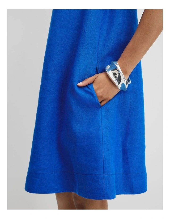 Organically Grown Linen A-Line Mini Dress in Marine image 2