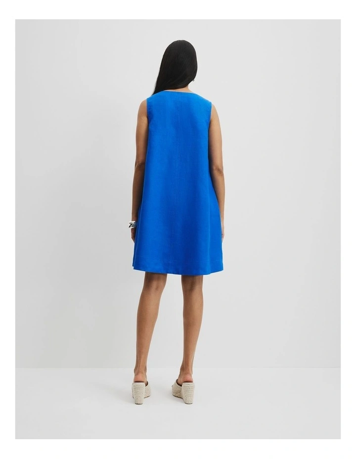 Organically Grown Linen A-Line Mini Dress in Marine image 4