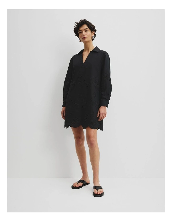 Broderie Mini Dress in Black image 2