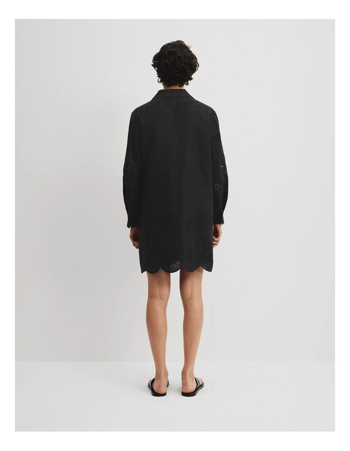 Broderie Mini Dress in Black image 4