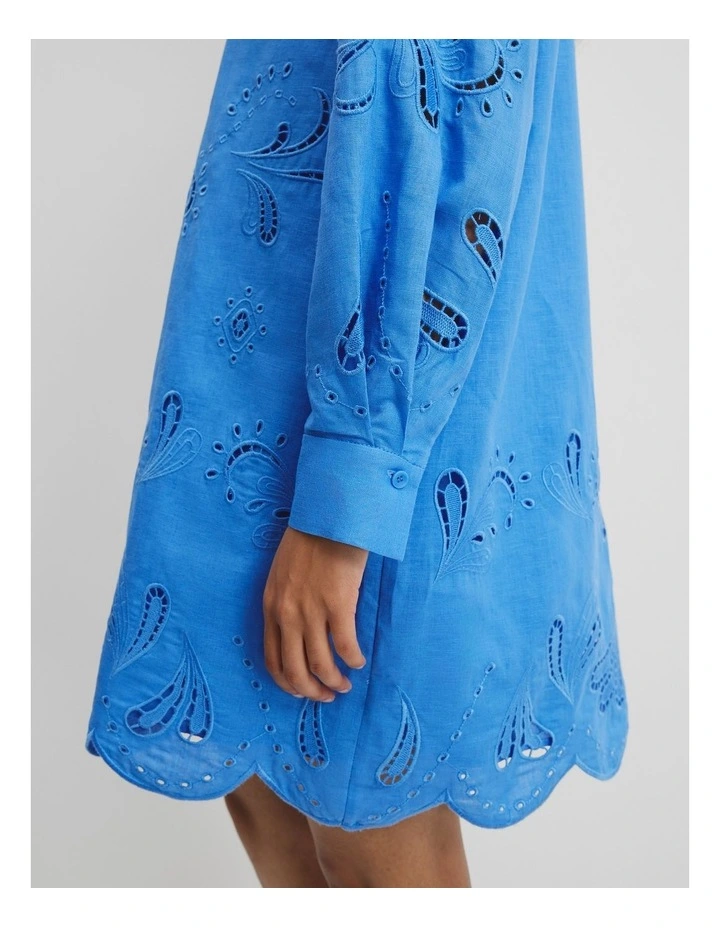 Broderie Mini Dress in Arctic Blue image 2