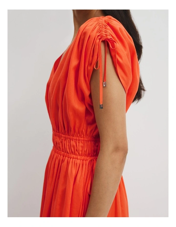 Waisted Midi Dress in Tangerine image 2