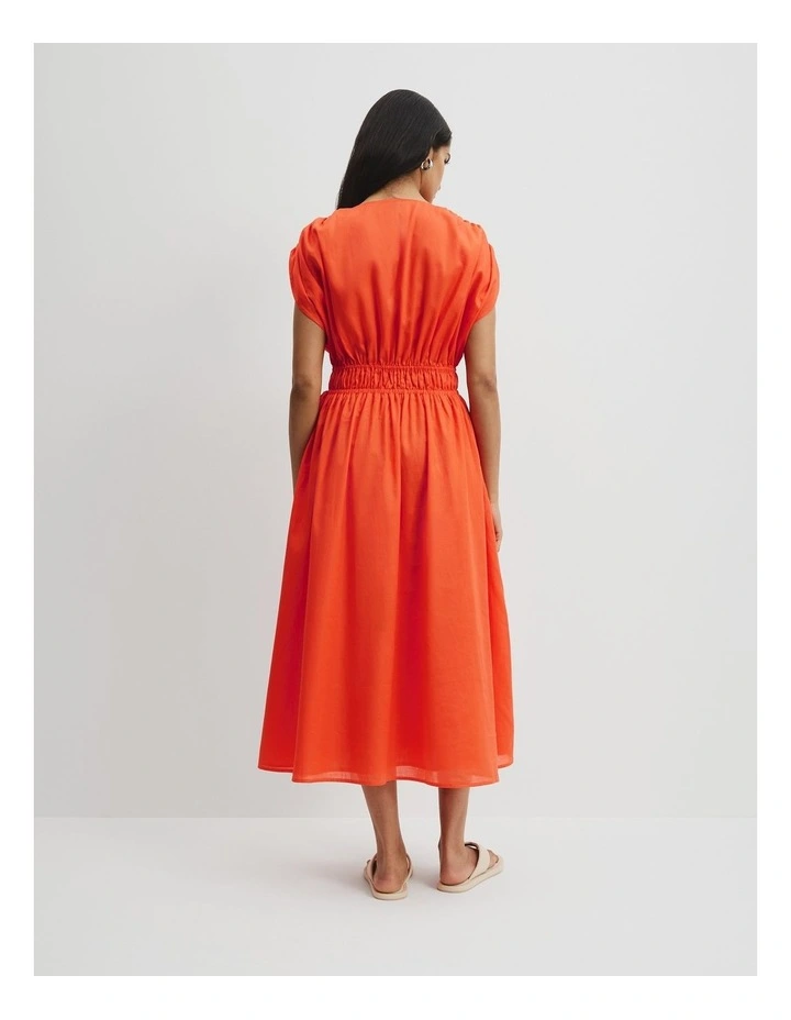 Waisted Midi Dress in Tangerine image 4