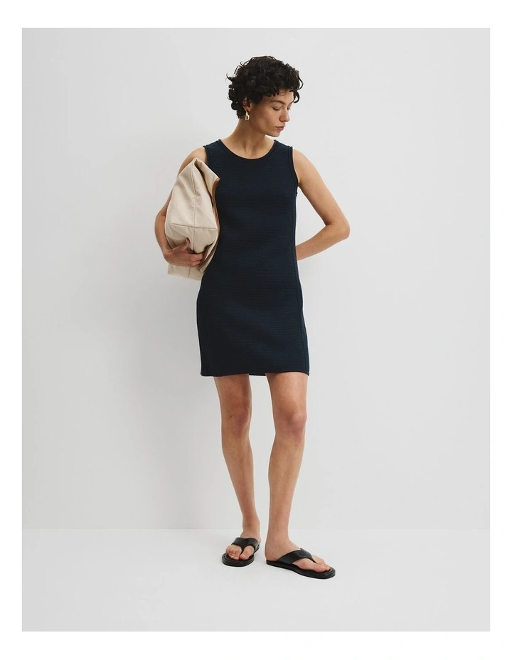 Organically Grown Cotton Crochet Knit Mini Dress in Navy image 2