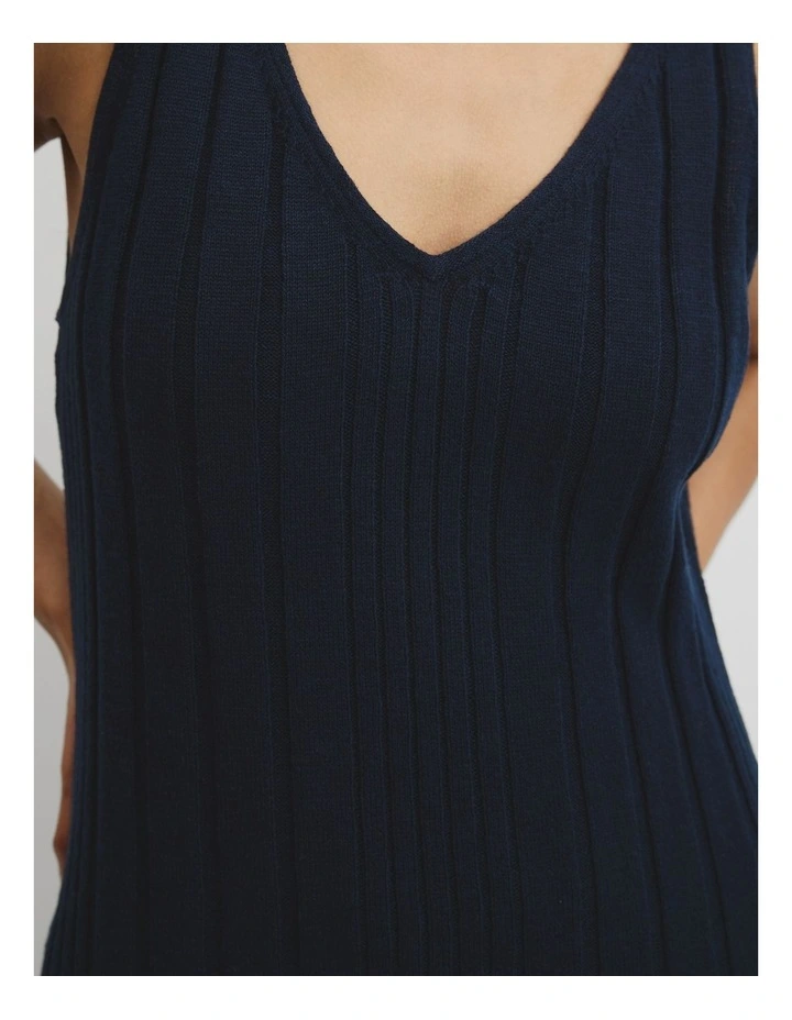 Organically Grown Cotton Linen Midi Dress in Navy image 3