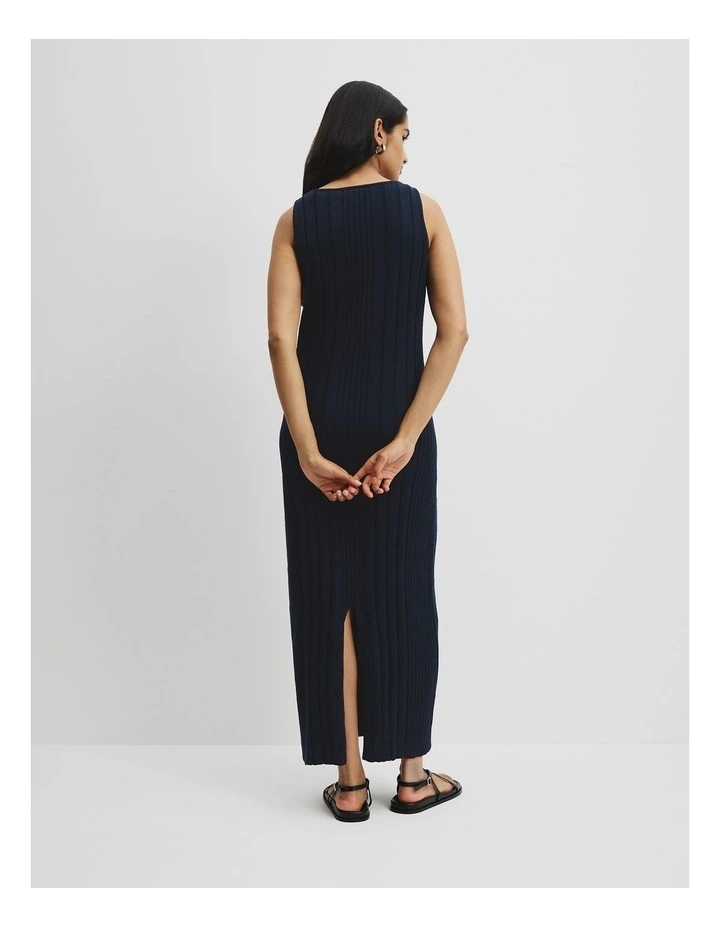 Organically Grown Cotton Linen Midi Dress in Navy image 4