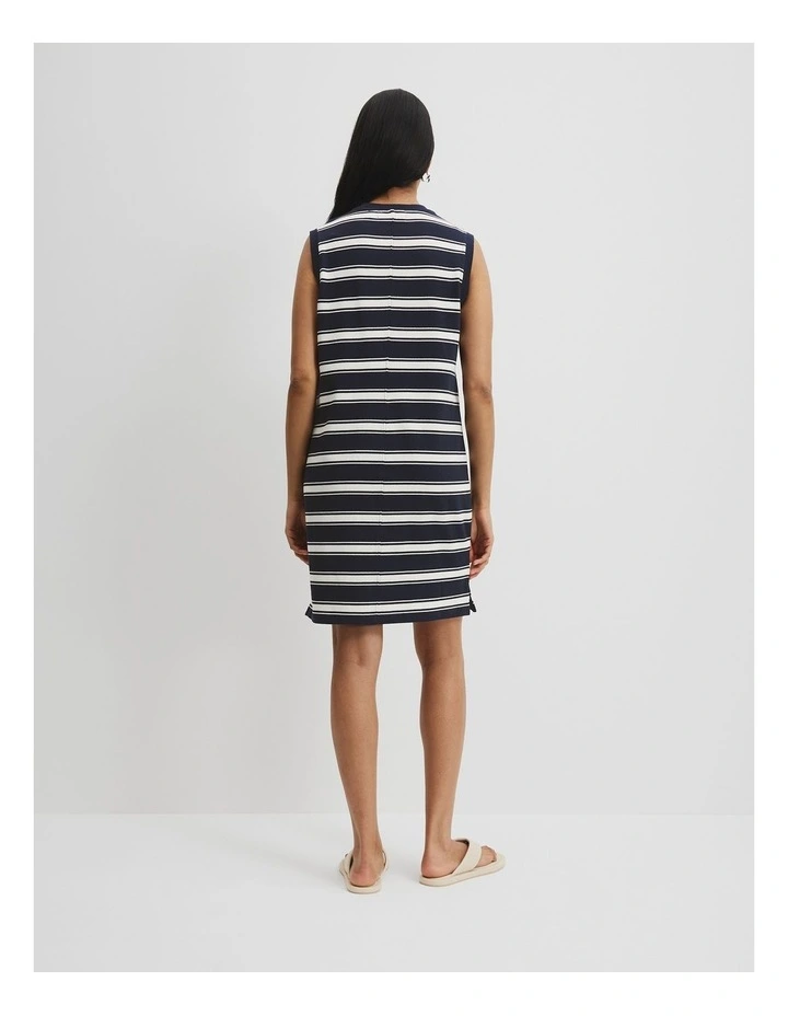 Australian Cotton Stripe Logo Tank Dress in Navy Stripe image 4