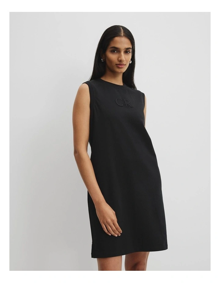 Australian Cotton Logo Tank Dress in Black image 1