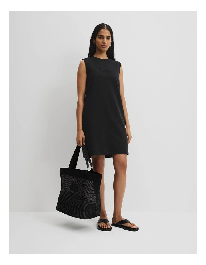 Australian Cotton Logo Tank Dress in Black image 2