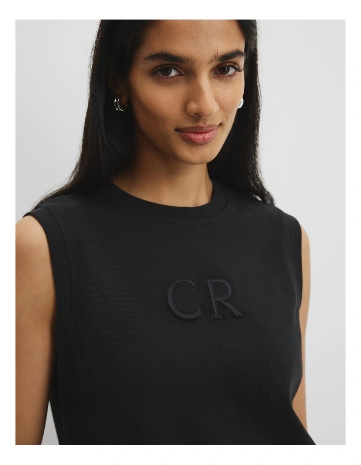 Australian Cotton Logo Tank Dress in Black image 3