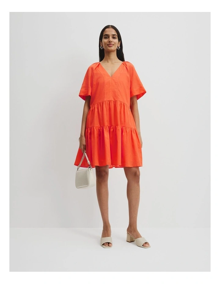 Tiered Mini Dress in Tangerine image 1