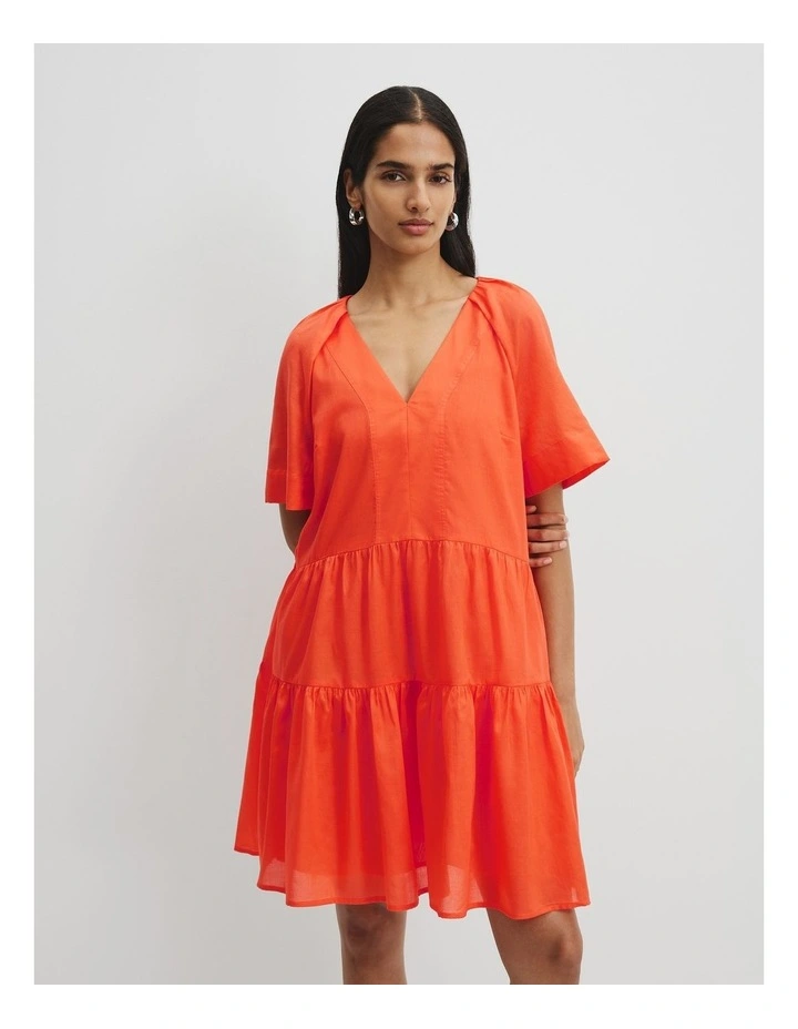 Tiered Mini Dress in Tangerine image 3
