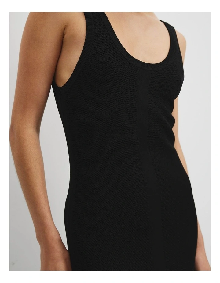 Waffle Knit Midi Dress in Black image 3