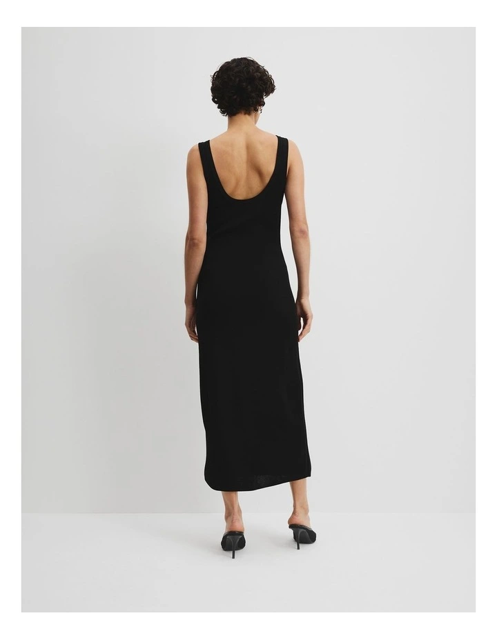 Waffle Knit Midi Dress in Black image 4