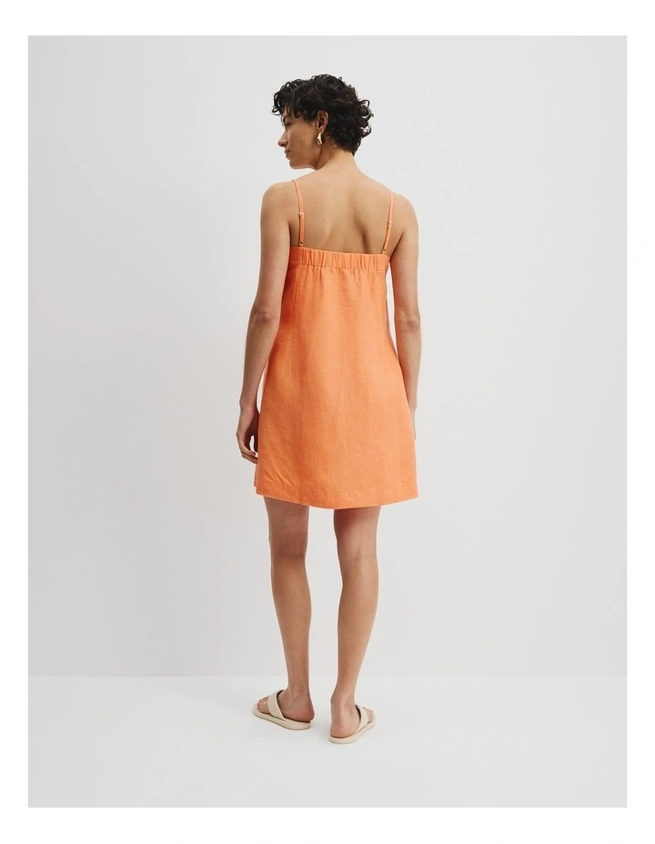 Organically Grown Cotton Linen Shift Mini Dress in Melon image 4