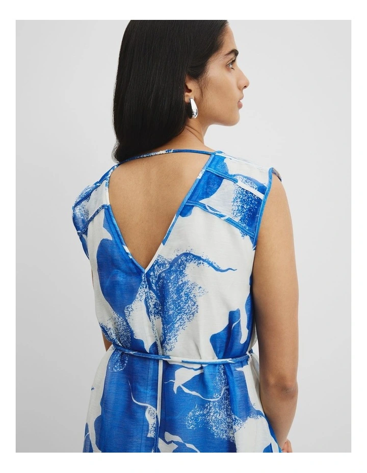 Print Maxi Dress in Marine Textured Geo image 2
