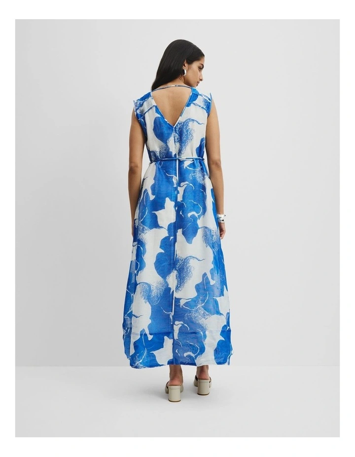 Print Maxi Dress in Marine Textured Geo image 4
