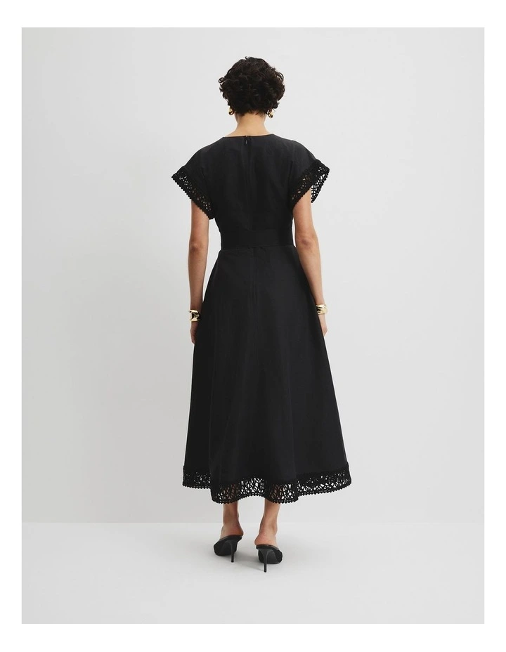 Crochet Trim Dress in Black image 4