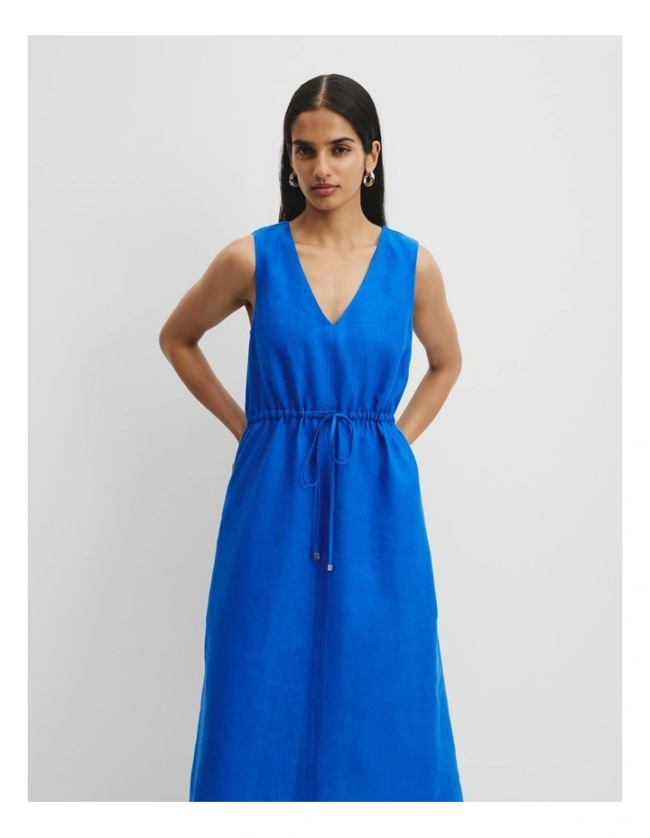 Linen Midi Dress in Marine image 1