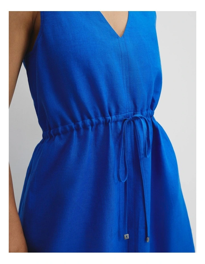 Linen Midi Dress in Marine image 2