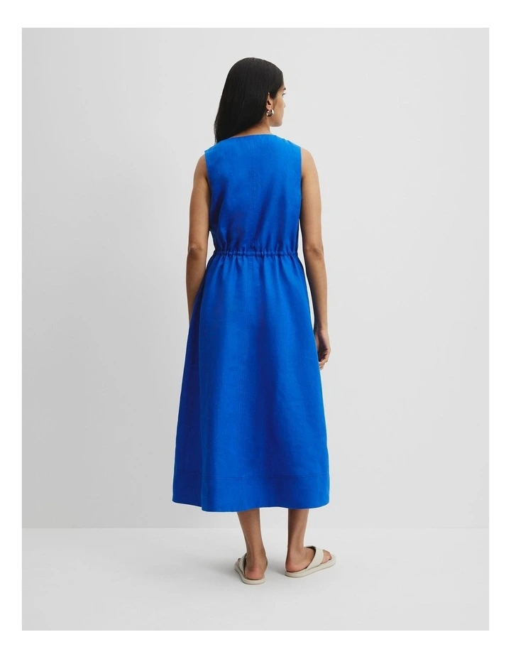 Linen Midi Dress in Marine image 4