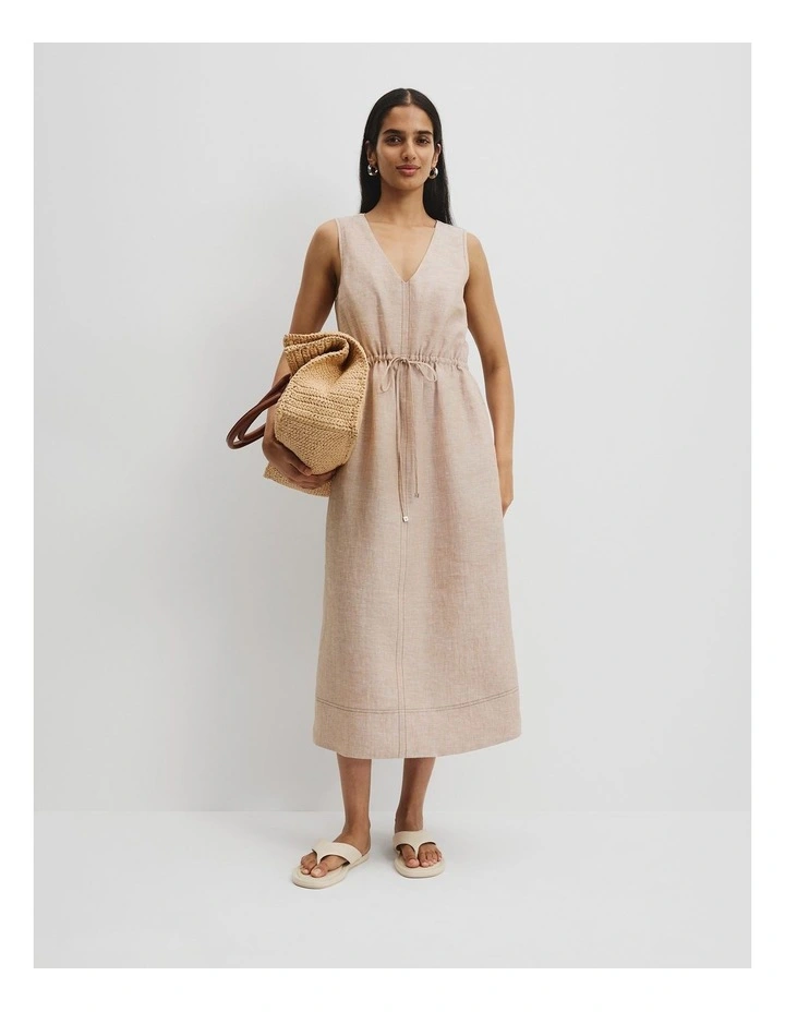 Linen Midi Dress in Chai image 1