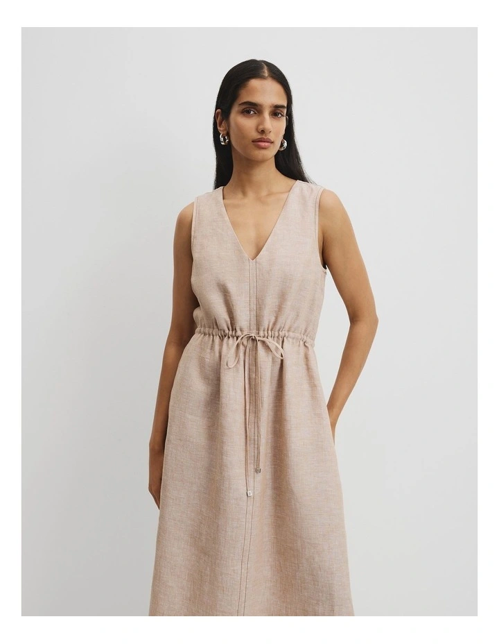 Linen Midi Dress in Chai image 2