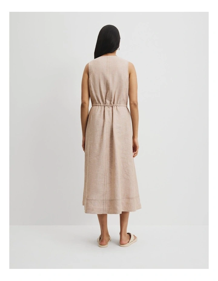 Linen Midi Dress in Chai image 4