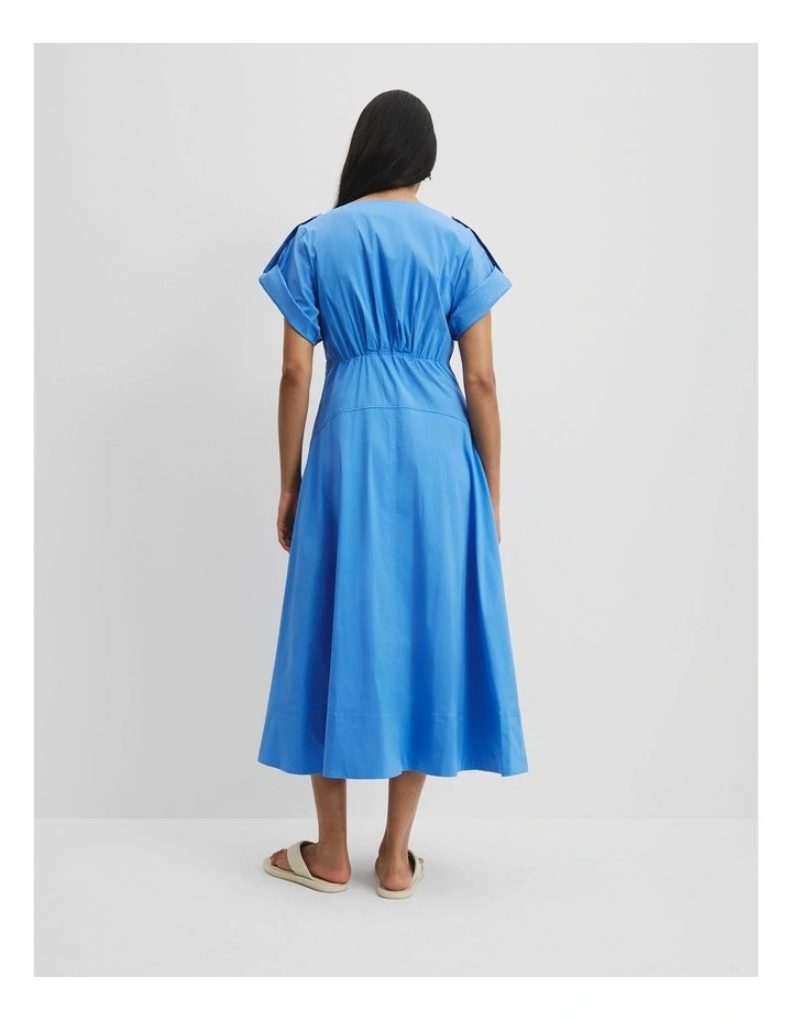 Poplin Basque Midi Dress in Arctic Blue image 4