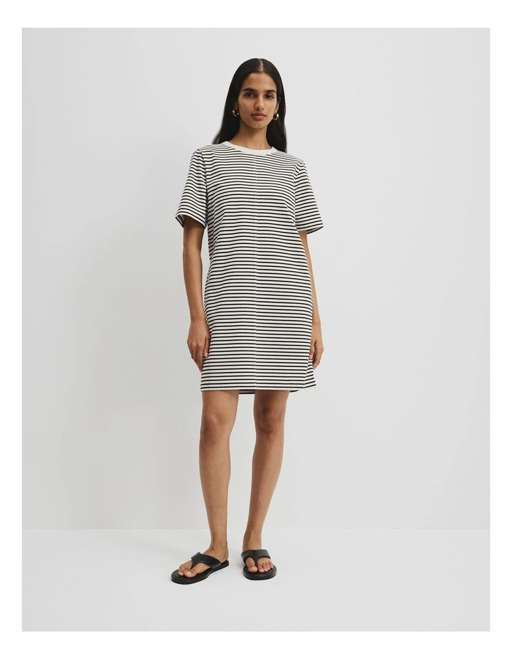 Australian Cotton Stripe T-shirt Dress in Black Stripe image 1
