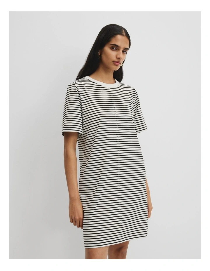 Australian Cotton Stripe T-shirt Dress in Black Stripe image 2