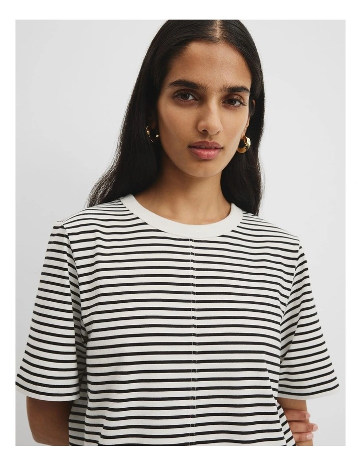 Australian Cotton Stripe T-shirt Dress in Black Stripe image 3