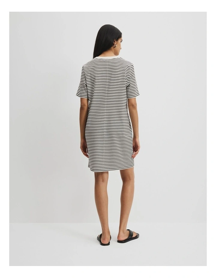 Australian Cotton Stripe T-shirt Dress in Black Stripe image 4