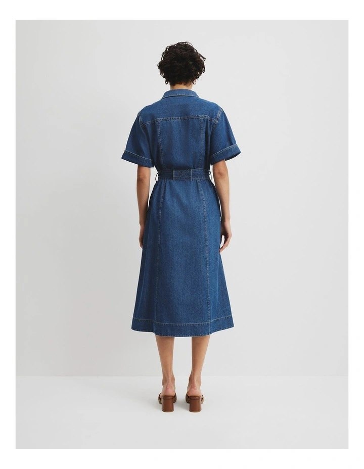 Chambray Midi Dress in Washed Indigo image 4