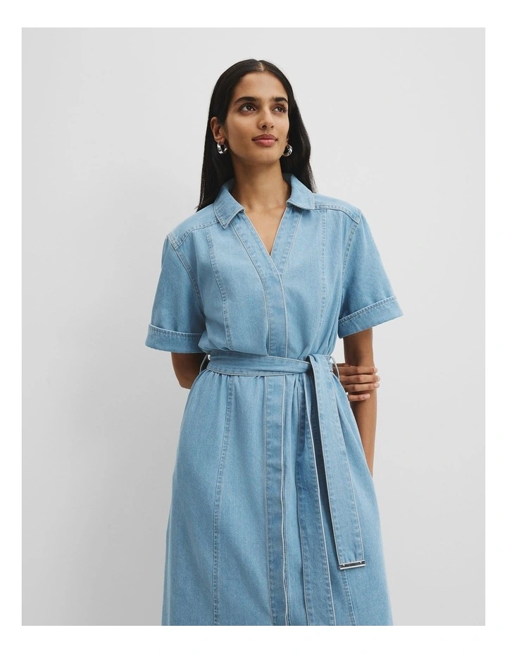 Chambray Midi Dress in Light Wash image 2