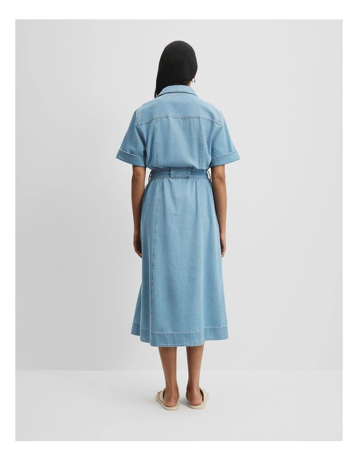 Chambray Midi Dress in Light Wash image 4