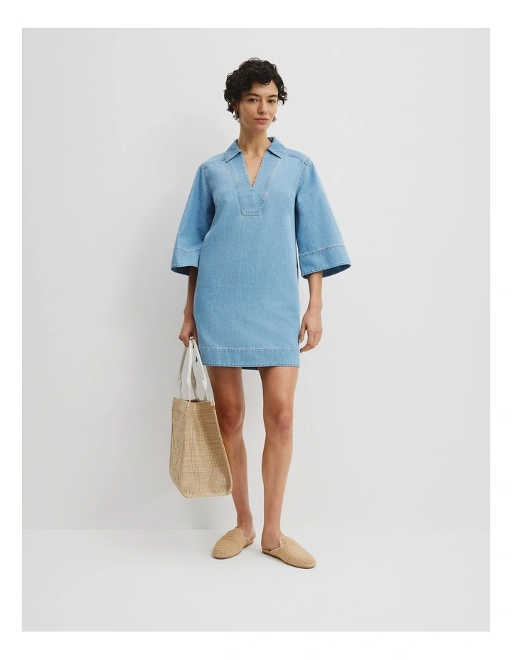 Chambray Popover Dress in Light Wash image 1