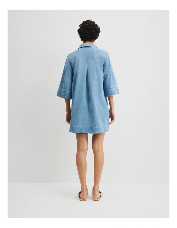Chambray Popover Dress in Light Wash image 4