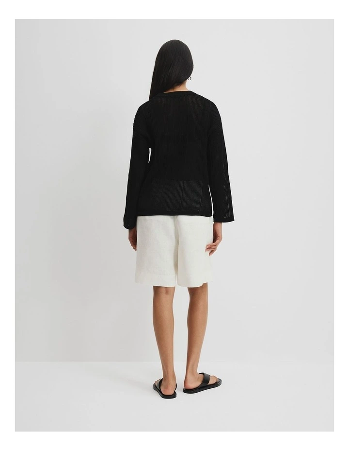 Organically Grown Cotton Long Sleeve Crochet Knit in Black image 4